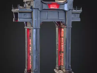 Cyberpunk Megastructure Bridge Low-poly 3D model