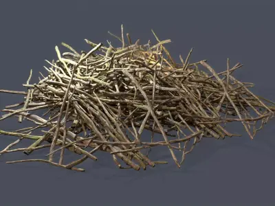 Pile of branches Low-poly 3D model