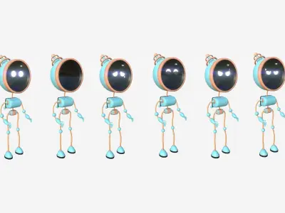 Cute Robot D01 Orange Blue - SciFi Character Design Low-poly 3D model