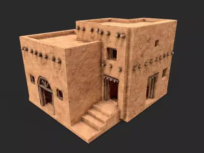 Clay Desert Egypt Village House 9 Low-poly 3D model