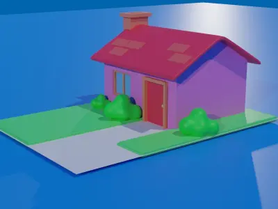 3D Cute Cartoon House Low-poly 3D model