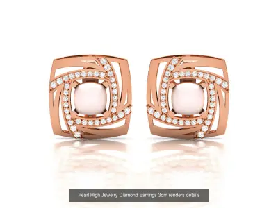 55 Pearl High Jewelry Diamond Earrings 3dm renders details 3D Model Pack