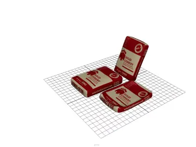 OPC Cement Paper Bag 50kg Filled and Empty 3D Model Low-poly 3D model