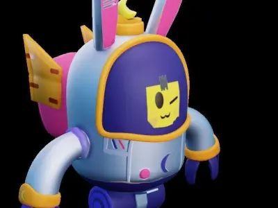 Cute Robots Game Ready Low-poly 3D model