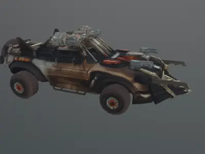 postapocalyptic car prop Free 3D model