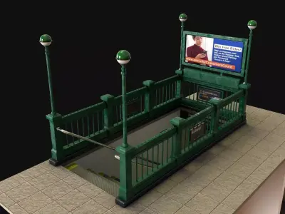 Subway Entrance - Street Props PBR Low-poly 3D model