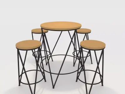 Bar Table And Chair 3 3D model