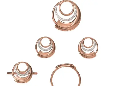 Light wt Ring Earrings Pendant set 3dm stl 1-render details 3D print model