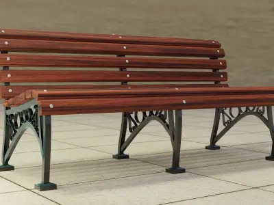 Bench and Lamp 3D model