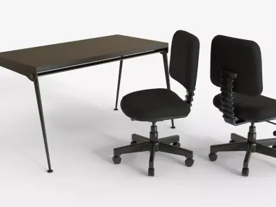 Modern Minimal Office Desk and Chair Set 3D model