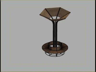 Modern Tree-Inspired Outdoor Seating with Canopy 3D model