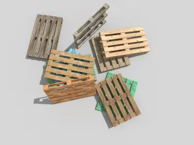 wooden pallets collection 1 Low-poly 3D model