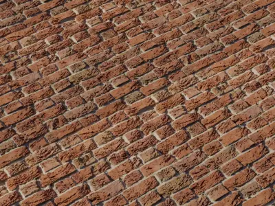 Hand Cut Rustic Red Brick Wall PBR Texture Texture