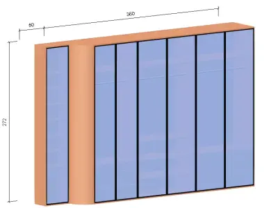 Modern Cabinet - Wardrobe with Glass Doors 3D model