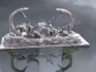 Ancient Dragons Ground Mayan Statues Model Stand 6 model 3D model
