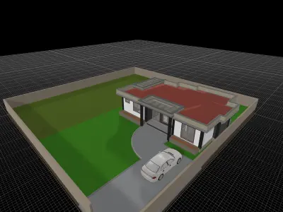 Small 3 bedroom Modern Bungalow 3D model