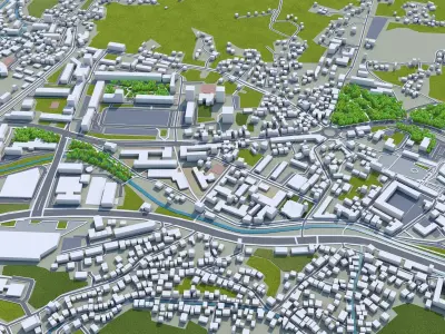 Tuzla Bosnia and Herzegovina 30km Low-poly 3D model