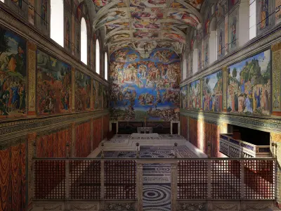 Sistine Chapel Interior Low Poly Low-poly 3D model