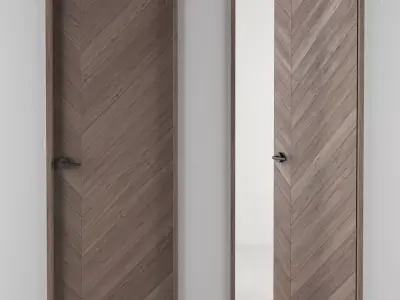 Chevron-door herringbone interior doors Free 3D model