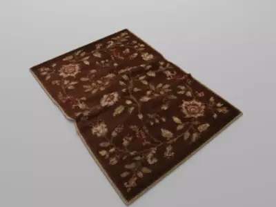 Brown Floral Rug 3D model