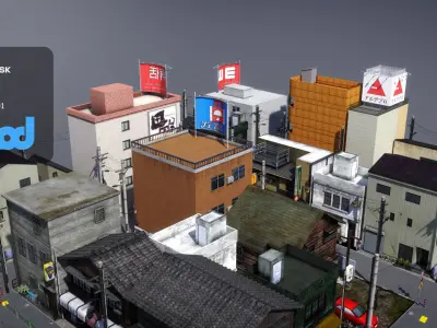 Japanese Residential Street 0001 3D model