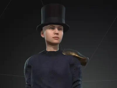 Steampunk rigged character Low-poly 3D model 10