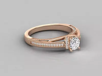Women Light Weight Solitare Diamond Wedding Ring   21 3D print model