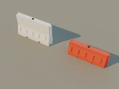 Plastic Jersey Barriers 2 - Traffic Barrier Low-poly 3D model