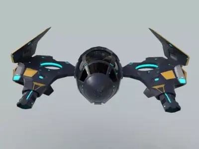 Futuristic Spaceship 3D  Low-poly 3D model