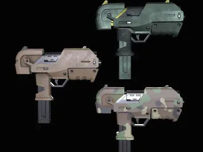 Sci Fi Gun PBR Low-poly 3D model