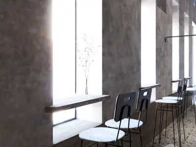 Modern Cozy Coffee Shop Small Space Low-poly 3D model