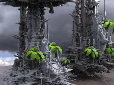 Tribal Island beach Towers Kit bash 3 3D model