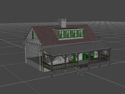 House with front porch  3D model