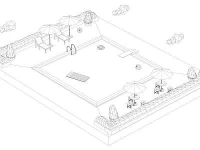 Low Poly Swimming Pool Low-poly 3D model