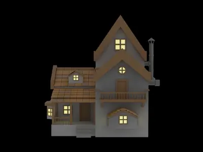 Low Poly House 3D Model Low-poly 3D model