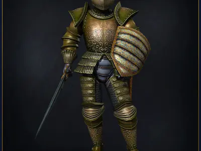 Heavy Armored Knight Light Version Low-poly 3D model