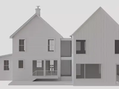 Traditional American House with Modern Addition 3D model