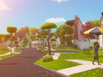 Cartoon Village Town Home City 3D model