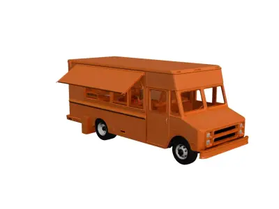 Orange Food Truck Modern Street Food  Mobile Kitchen Vehicle 3D model
