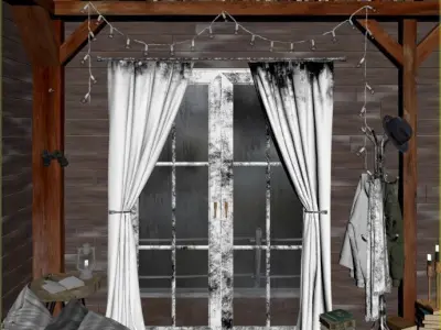 Rain on glass bedroom 3D model