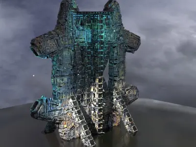 Deep ocean alien ship rig  structure 3D model