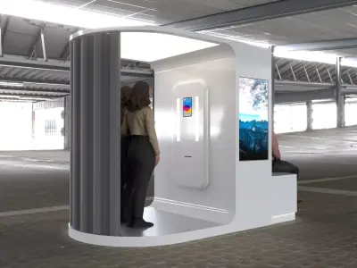 Modern Modular Photobooth Kiosk  Futuristic Minimal Design 3D model