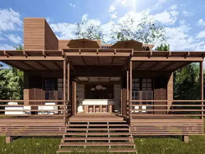 wooden house 3D model 8