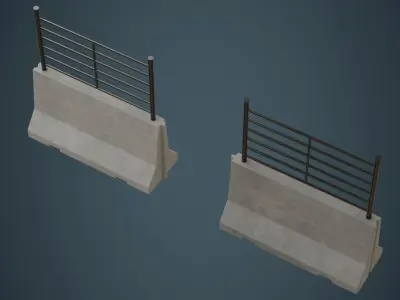 Concrete Barrier 2A Low-poly 3D model