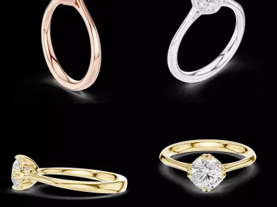 Classic Solitaire Diamond Ring CAD Model STL  3D print model