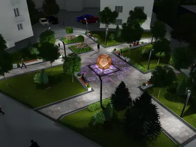 Urban environment with buildings and a square 3D model