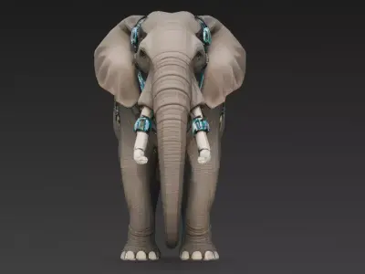 Cyber Elephant Creature Model Low-poly 3D model