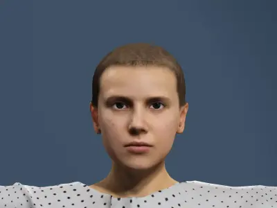 Stranger Things Eleven Season 1 Realistic Character Fully Rigged Low-poly 3D model