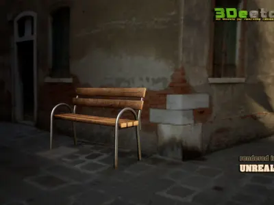3D modern low poly PBR bench Low-poly 3D model