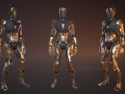 Sci-fi Robot Warrior Rigged GameReady Low-poly 3D model